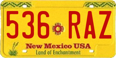 NM license plate 536RAZ