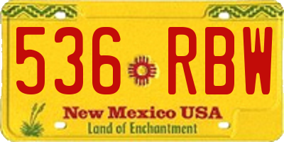 NM license plate 536RBW