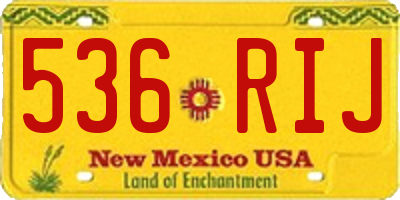 NM license plate 536RIJ