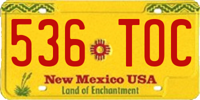 NM license plate 536TOC