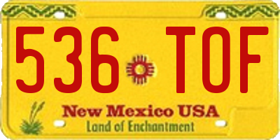 NM license plate 536TOF
