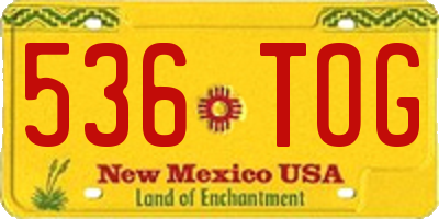 NM license plate 536TOG
