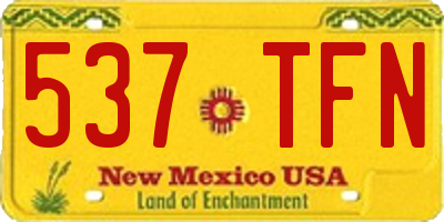 NM license plate 537TFN