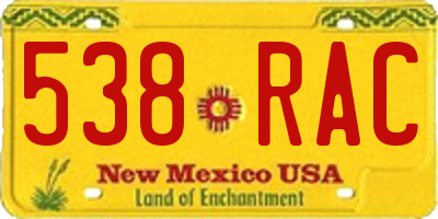 NM license plate 538RAC