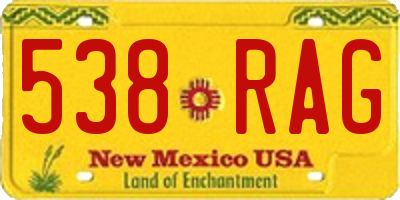 NM license plate 538RAG
