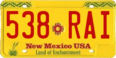 NM license plate 538RAI