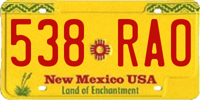 NM license plate 538RAO