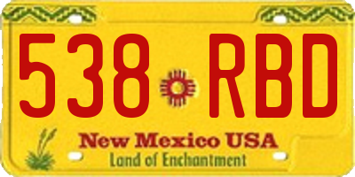 NM license plate 538RBD