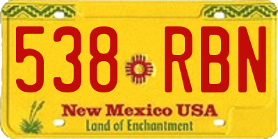 NM license plate 538RBN