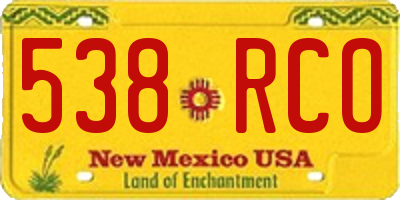 NM license plate 538RCO
