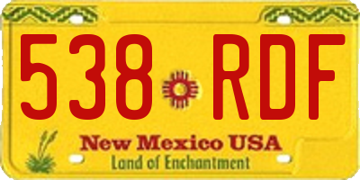 NM license plate 538RDF
