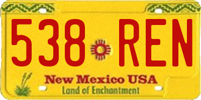 NM license plate 538REN