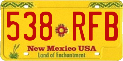 NM license plate 538RFB
