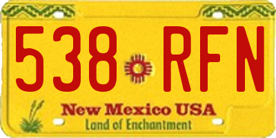 NM license plate 538RFN