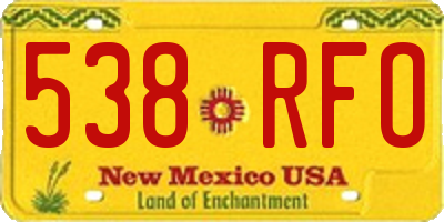 NM license plate 538RFO