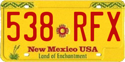 NM license plate 538RFX