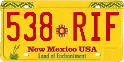 NM license plate 538RIF