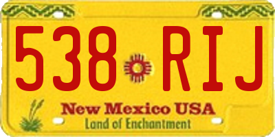 NM license plate 538RIJ