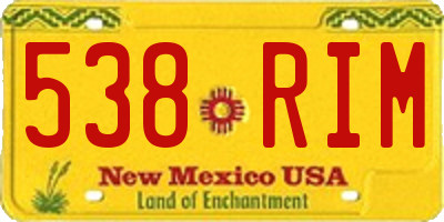 NM license plate 538RIM