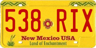 NM license plate 538RIX