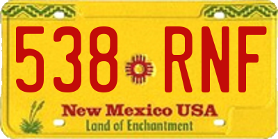 NM license plate 538RNF