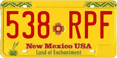 NM license plate 538RPF