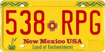 NM license plate 538RPG