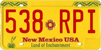 NM license plate 538RPI