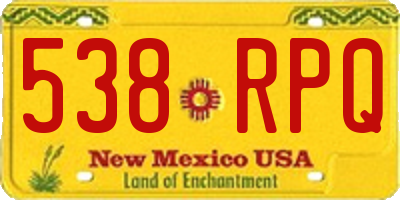 NM license plate 538RPQ