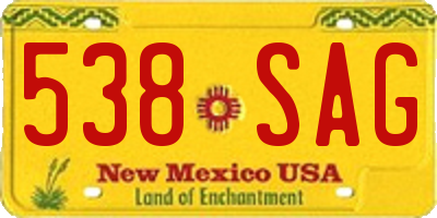 NM license plate 538SAG