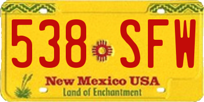 NM license plate 538SFW