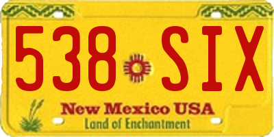 NM license plate 538SIX