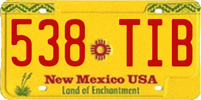NM license plate 538TIB