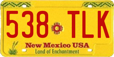 NM license plate 538TLK