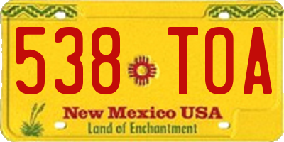 NM license plate 538TOA
