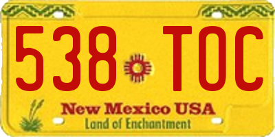 NM license plate 538TOC
