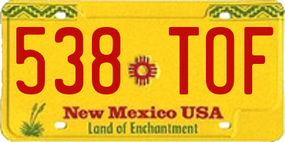 NM license plate 538TOF