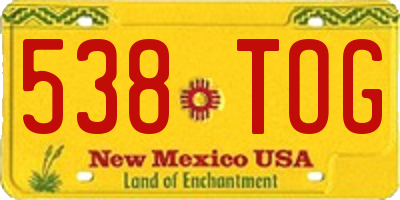 NM license plate 538TOG