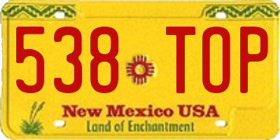 NM license plate 538TOP
