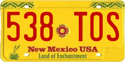 NM license plate 538TOS