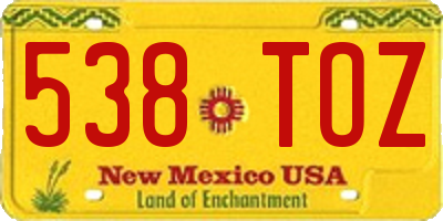 NM license plate 538TOZ