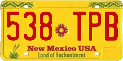 NM license plate 538TPB