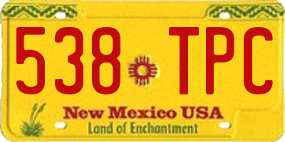NM license plate 538TPC