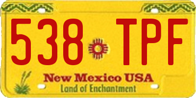 NM license plate 538TPF