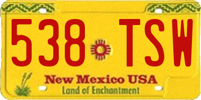 NM license plate 538TSW