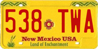 NM license plate 538TWA