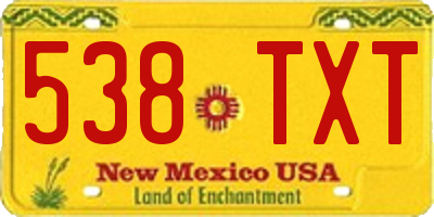 NM license plate 538TXT