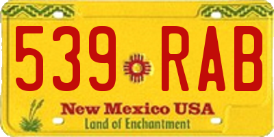 NM license plate 539RAB