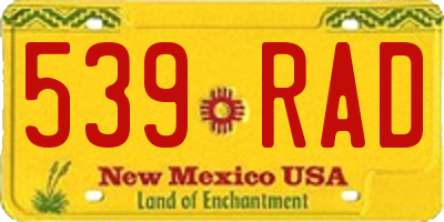 NM license plate 539RAD