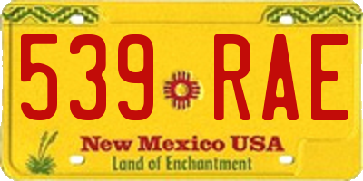 NM license plate 539RAE